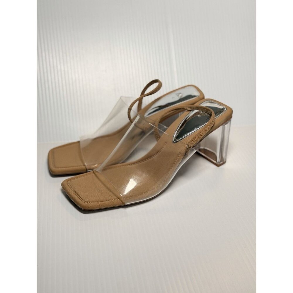 Zara Clear Strap Nude Block Heel Sandals - Picture 5 of 10